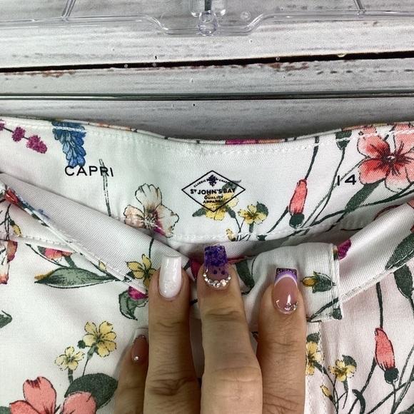 ST JHON’S BAY‎ PLUS SIZE 14 BOTANICAL FLORAL CAPRI PANTS SPRING EASTER SUMMER - Picture 7 of 13
